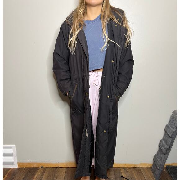 Woolrich Vintage Black Extra Long Parka Jacket w/ Detatchable Fur In Black - Picture 4 of 16